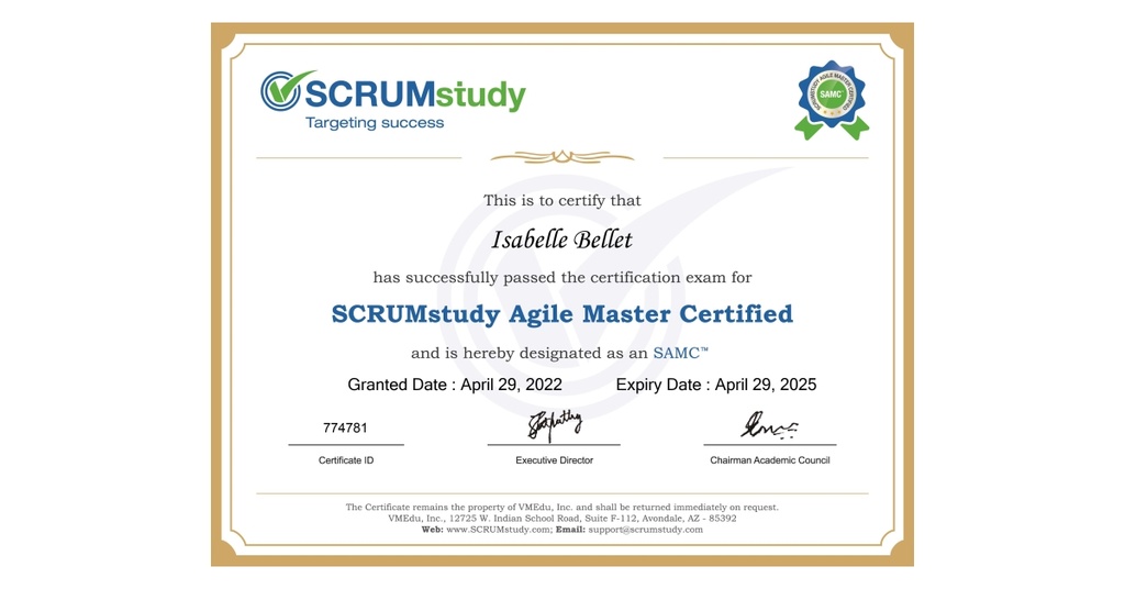 SCRUMstudy Agile Master Certified (SAMC™)